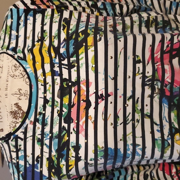 Raffaello weekend multi colored striped shirt sz MP - Picture 2 of 5